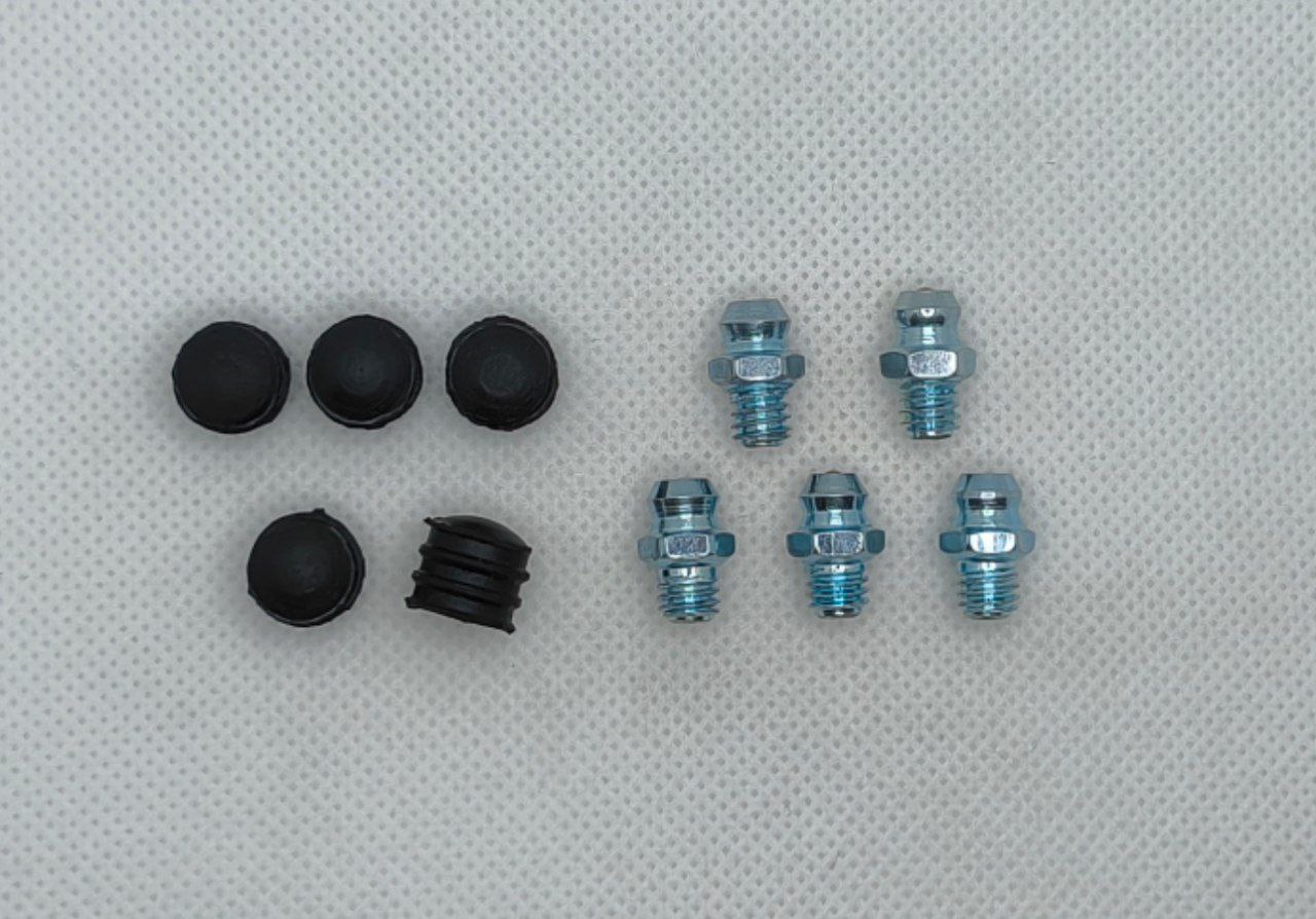 Комплект прямых пресс-масленок М6 с защитным колпачком 10 шт Комплект прямых пресс-масленок М6 с защитным колпачком 10 шт